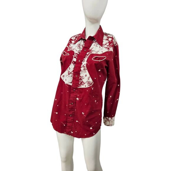 Vintage Tem Tex Women's Western Red Rodeo Shirt Medium - Picture 4 of 10